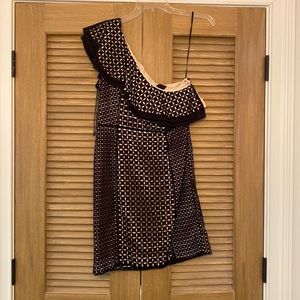 J Crew black eyelet one shoulder sundress. Size 2. NWT